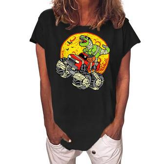 Funny Halloween Mummy Dinosaur T Rex Monster Truck Kids Boys Women's Loosen Crew Neck Short Sleeve T-Shirt - Thegiftio UK