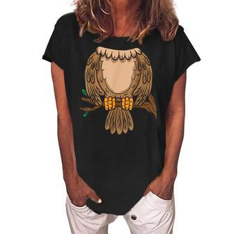 Funny Headless Owl Halloween Night Bird Costume Easy Outfit Women's Loosen Crew Neck Short Sleeve T-Shirt - Seseable