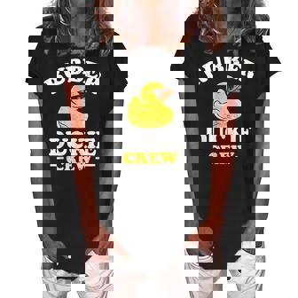 Funny Rubber Duck Yellow Duckie Crew Bath Ducks Duckling Toy Women's Loosen Crew Neck Short Sleeve T-Shirt - Thegiftio