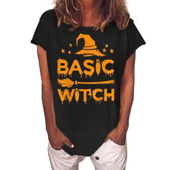 Funny Scary Basic Witch Halloween Costume Women's Loosen Crew Neck Short Sleeve T-Shirt - Seseable