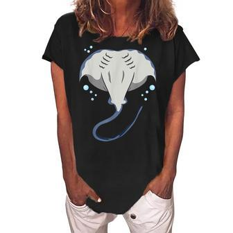 Funny Stingray Headless Halloween Fish Costume Diy Outfit Women's Loosen Crew Neck Short Sleeve T-Shirt - Seseable