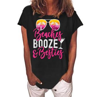Girls Trip Girls Weekend Friends Beaches Booze & Besties V3 Women's Loosen Crew Neck Short Sleeve T-Shirt - Seseable
