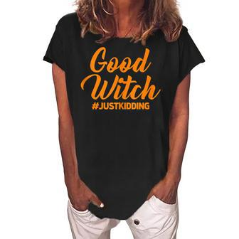 Good Witch Funny Halloween Matching Good Witch Women's Loosen Crew Neck Short Sleeve T-Shirt - Seseable