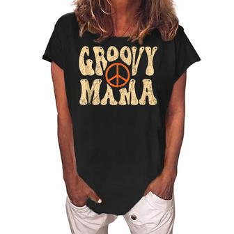 Groovy Mama 70S Aesthetic Nostalgia 1970S Retro Mom Women's Loosen Crew Neck Short Sleeve T-Shirt - Seseable