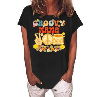Groovy Mama Retro Matching Family Baby Shower Mothers Day Women's Loosen Crew Neck Short Sleeve T-Shirt - Thegiftio UK