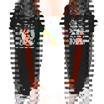 Groovy Pacu Nurse Proud Post Anesthesia Care Unit Women's Loosen Crew Neck Short Sleeve T-Shirt - Thegiftio