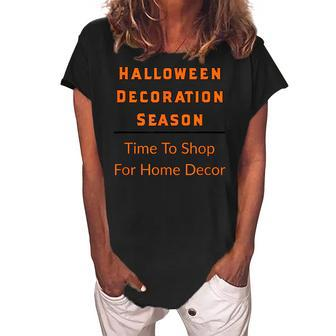 Halloween Decoration Season Shop Home Decor Spooky Lovers Women's Loosen Crew Neck Short Sleeve T-Shirt - Seseable