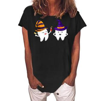 Halloween Scary Dentist Funny Trick Or Treat Th Women's Loosen Crew Neck Short Sleeve T-Shirt - Seseable
