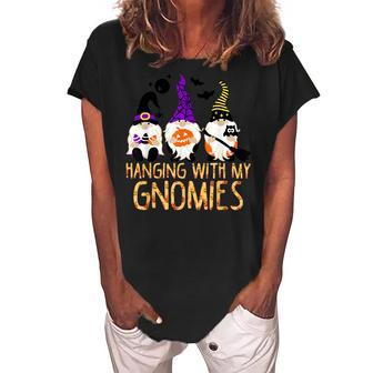 Hanging With My Gnomies Halloween Thanksgiving Christmas Women's Loosen Crew Neck Short Sleeve T-Shirt - Thegiftio UK