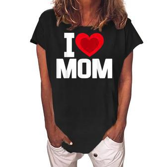 I Heart Mom Love Mom Mothers Day Family Matching Outfit Women's Loosen Crew Neck Short Sleeve T-Shirt - Thegiftio UK