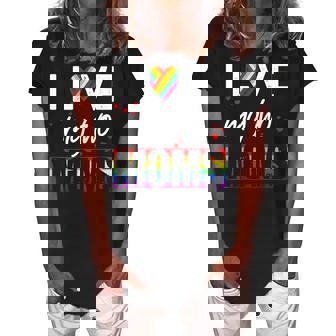 I Love My Two Moms Lgbt Pride Gay Lesbian Mothers Day Women's Loosen Crew Neck Short Sleeve T-Shirt - Thegiftio