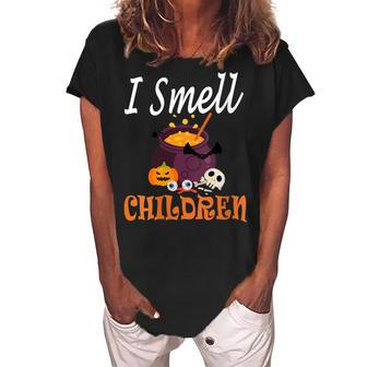I Smell Children For Funny And Scary Halloween Women's Loosen Crew Neck Short Sleeve T-Shirt - Seseable