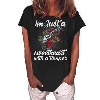 Im Just A Sweetheart Women's Loosen Crew Neck Short Sleeve T-Shirt - Seseable