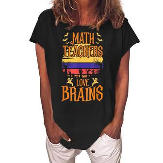 Math Teachers Love Brain Halloween Teacher Costume Women's Loosen Crew Neck Short Sleeve T-Shirt - Seseable