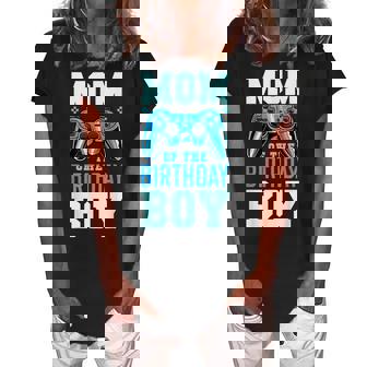 Mom Of The Birthday Boy Matching Video Gamer Birthday Party Women's Loosen Crew Neck Short Sleeve T-Shirt - Thegiftio