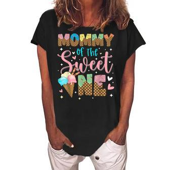 Mommy Of The Sweet One Birthday Ice Cream Outfit Family Women's Loosen Crew Neck Short Sleeve T-Shirt - Thegiftio UK