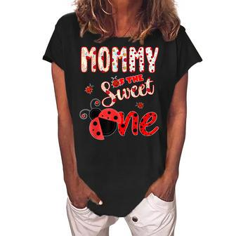 Mommy Of The Sweet One Ladybug 1St First Birthday Family Women's Loosen Crew Neck Short Sleeve T-Shirt - Thegiftio UK