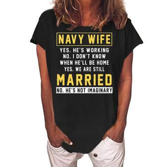 Navy Wife - Wife Of A Navy Veteran Women's Loosen Crew Neck Short Sleeve T-Shirt - Monsterry UK