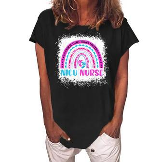 Nicu Nurse Neonatal Nurse Labor And Delivery Leopard Rainbow V2 Women's Loosen Crew Neck Short Sleeve T-Shirt - Seseable