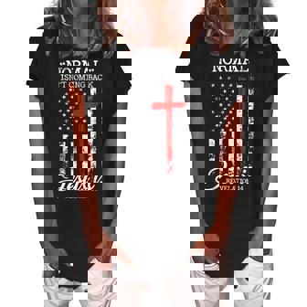 Normal Isnt Coming Back But Jesus Is Revelation 14 Usa Flag Women's Loosen Crew Neck Short Sleeve T-Shirt - Thegiftio