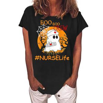Nurse Life Boo Boo Crew Nurse Ghost Halloween October Women's Loosen Crew Neck Short Sleeve T-Shirt - Seseable