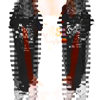 Pacu Nurse Pumpkin Halloween Post Anesthesia Care Unit Women's Loosen Crew Neck Short Sleeve T-Shirt - Thegiftio