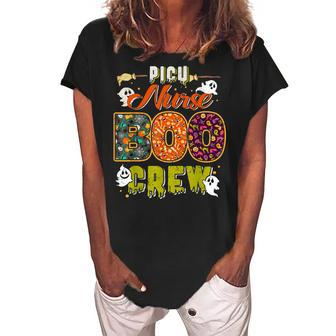 Picu Nurse Boo Crew Rn Squad Halloween Matching Fun Women's Loosen Crew Neck Short Sleeve T-Shirt - Seseable