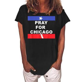 Pray For Chicago Encouragement Distressed Women's Loosen Crew Neck Short Sleeve T-Shirt - Seseable