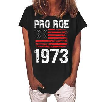 Pro Roe 1973 Reproductive Rights America Usa Flag Distressed Women's Loosen Crew Neck Short Sleeve T-Shirt - Seseable