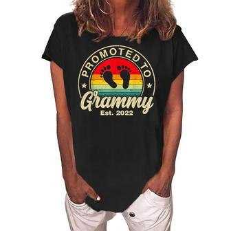 Promoted To Grammy Est 2022 Women Vintage First Time Grandma Women's Loosen Crew Neck Short Sleeve T-Shirt - Thegiftio UK