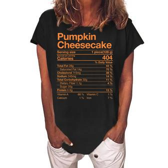 Pumpkin Cheesecake Nutrition Facts Thanksgiving Turkey Day V2 Women's Loosen Crew Neck Short Sleeve T-Shirt - Seseable
