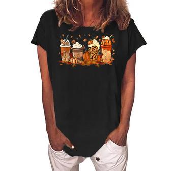 Pumpkin Spice Autumn Fall Coffee Pumpkin Spice Thanksgiving Women's Loosen Crew Neck Short Sleeve T-Shirt - Thegiftio UK