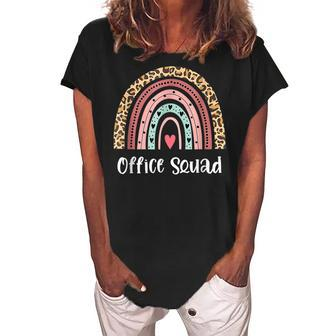 Rainbow Office Squad School Secretary Office Staff Clerk Women's Loosen Crew Neck Short Sleeve T-Shirt - Thegiftio UK