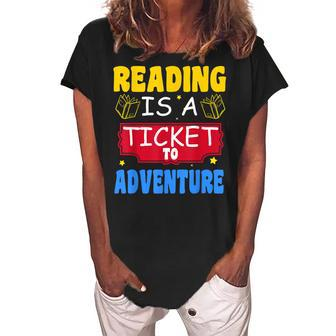 Reading Adventure Library Student Teacher Book Women's Loosen Crew Neck Short Sleeve T-Shirt - Thegiftio UK