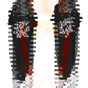 Retro Groovy Mama Matching Family 1St Birthday Party Women's Loosen Crew Neck Short Sleeve T-Shirt - Thegiftio