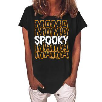 Retro Groovy Spooky Mama Faboolous Mama Halloween Costume Women's Loosen Crew Neck Short Sleeve T-Shirt - Seseable