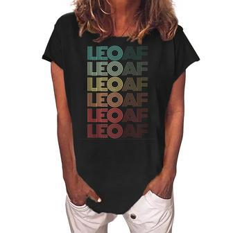 Retro Leo Af Lion Zodiac Birthday Sign Astrology Girl Legend Women's Loosen Crew Neck Short Sleeve T-Shirt - Thegiftio UK
