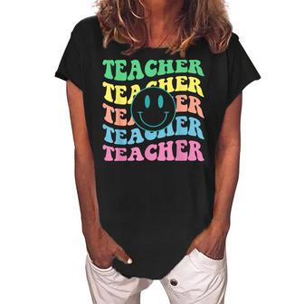 Retro Teacher Inspirational Colorful Elementary School V3 Women's Loosen Crew Neck Short Sleeve T-Shirt - Thegiftio UK