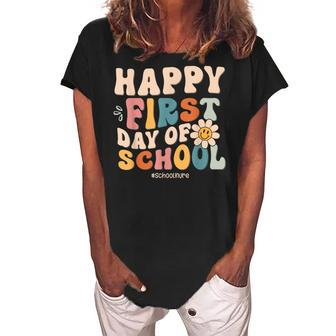 School Nurse Happy First Day Of School Teacher Student Vibes Women's Loosen Crew Neck Short Sleeve T-Shirt - Thegiftio UK