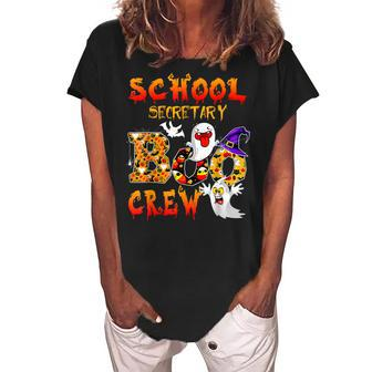 School Secretary Boo Crew Halloween School Men Women Kid Women's Loosen Crew Neck Short Sleeve T-Shirt - Seseable