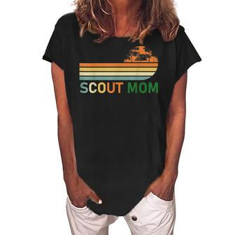 Scout Mom Proud Mother Scouting Vintage Graphic Mothers Day Women's Loosen Crew Neck Short Sleeve T-Shirt - Thegiftio UK