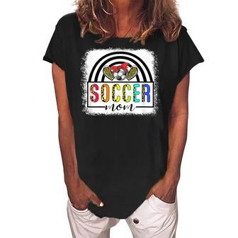 Soccer Mom Rainbow Leopard Funny Soccer Mom Mothers Day 2022 Women's Loosen Crew Neck Short Sleeve T-Shirt - Thegiftio UK