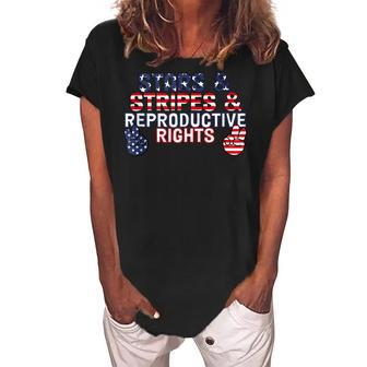 Stars Stripes Reproductive Rights 4Th Of July V2 Women's Loosen Crew Neck Short Sleeve T-Shirt - Seseable