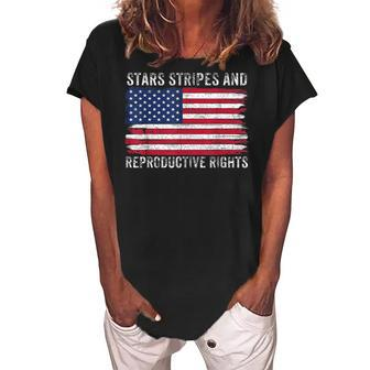 Stars Stripes Reproductive Rights Patriotic 4Th Of July V10 Women's Loosen Crew Neck Short Sleeve T-Shirt - Seseable