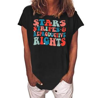 Stars Stripes Reproductive Rights Patriotic 4Th Of July V17 Women's Loosen Crew Neck Short Sleeve T-Shirt - Seseable