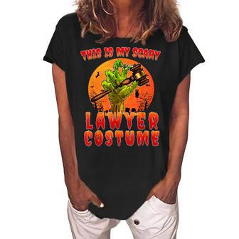 This Is My Scary Lawyer Costume Zombie Spooky Halloween Women's Loosen Crew Neck Short Sleeve T-Shirt - Seseable