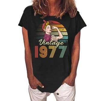 Vintage 1977 Limited Edition 1977 45Th Birthday 45 Years Old Women's Loosen Crew Neck Short Sleeve T-Shirt - Seseable
