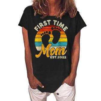 Vintage First Time Mom Est 2022 Mama Mothers Day Women's Loosen Crew Neck Short Sleeve T-Shirt - Thegiftio UK
