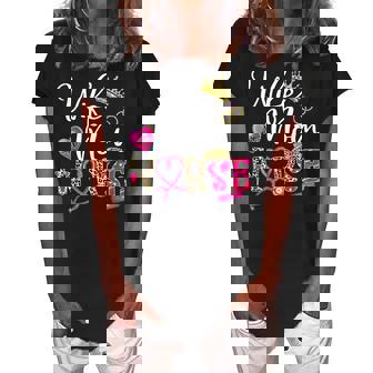 Wife Mom Nurse Leopard For Womens Mom Nurse Mothers Day Women's Loosen Crew Neck Short Sleeve T-Shirt - Thegiftio