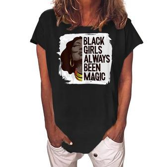 Womens Black Girl Magic Black History Month Blm Melanin Afro Queen V2 Women's Loosen Crew Neck Short Sleeve T-Shirt - Seseable